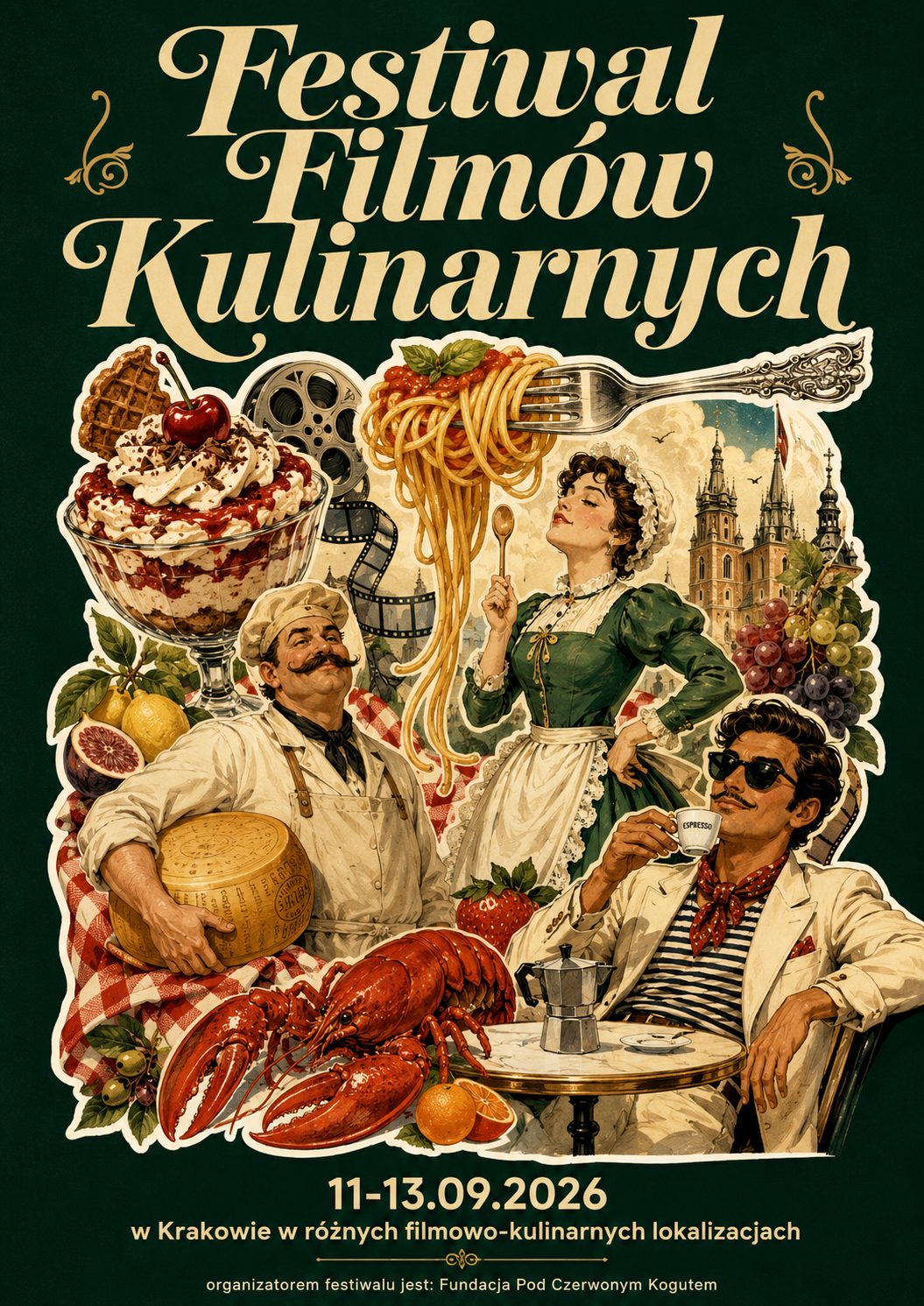 Oficjalny plakat Festiwalu Filmów Kulinarnych w Krakowie 11-13.09.2026